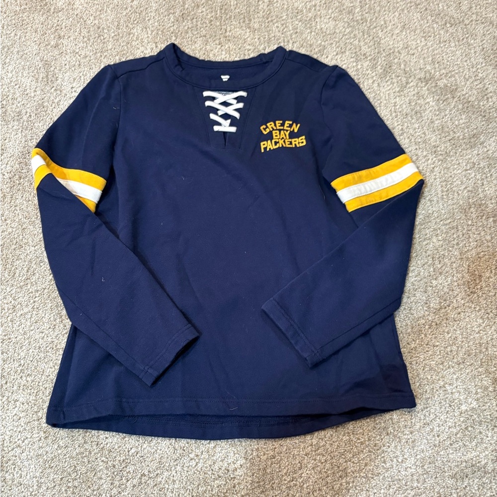 Navy Blue Green Bay Packers Lace-Up Sweatshirt